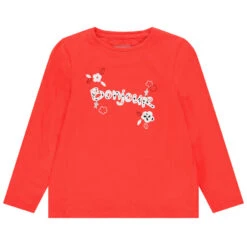 T-shirt Manches Longues Rouge Brodé Pour Enfant Fille