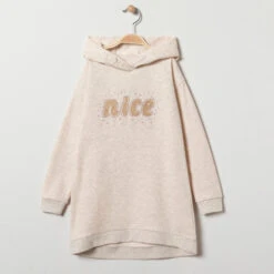 Robe En Maille Manches Longues à Capuche Pour Fille