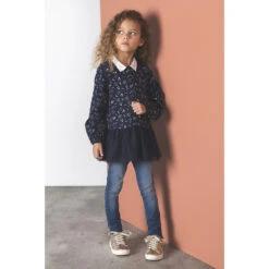 Jean Slim à Broderies Et Ceinture Pour Enfant Fille -Orchestra HFIP05 BLM 10 X