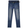 Jean Slim à Broderies Et Ceinture Pour Enfant Fille