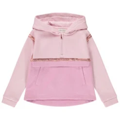Sweat En Molleton Rose à Capuche Et Col Zippé Pour Fille
