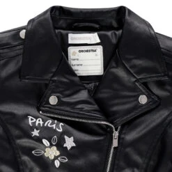 Perfecto Effet Cuir à Détails Brodés Et Doublure Sherpa Pour Enfant Fille -Orchestra HFIP10 NOI 4 X