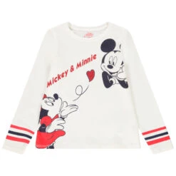 T-shirt Manches Longues Print Mickey Et Minnie Disney Pour Enfant Fille