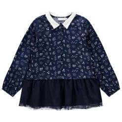 Tunique Imprimée Manches Longues Effet 2 En 1 Pour Enfant Fille