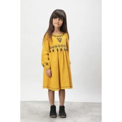 Robe Manches Longues à Broderies Et Pompons Pour Enfant Fille -Orchestra HFIP4B JAM 10 X