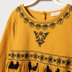 Robe Manches Longues à Broderies Et Pompons Pour Enfant Fille -Orchestra HFIP4B JAM 3 X