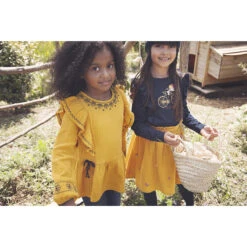 Tunique Manches Longues Jaune En Gaze De Coton Pour Enfant Fille -Orchestra HFIP4F JAM 13 X