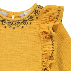 Tunique Manches Longues Jaune En Gaze De Coton Pour Enfant Fille -Orchestra HFIP4F JAM 3 X
