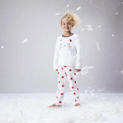 Pyjama En Velours Motif Chat Et Coeurs Pour Enfant Fille -Orchestra HFIP5J ECR 10 X