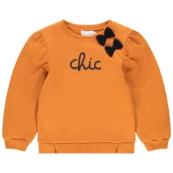 Sweat En Molleton Ocre à Noeuds Pour Enfant Fille