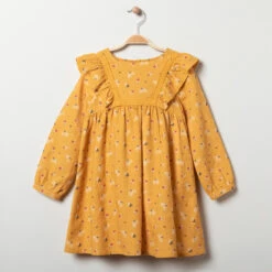 Robe Manches Longues Imprimée Et Volantée Pour Enfant Fille