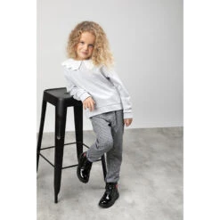 Pantalon Taille Haute Motif Pied De Poule Pour Enfant Fille -Orchestra HFIP7P NOI 10 X