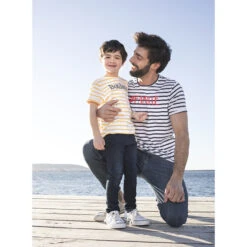 T-shirt Mixte Enfant à Manches Courtes Style Marinière -Orchestra HFIP83 BLA 16 X