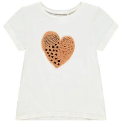T-shirt Manches Courtes Avec Coeur En Sherpa Pour Enfant Fille