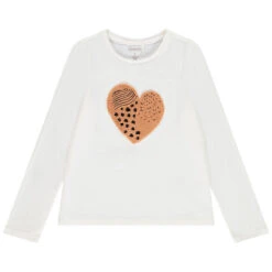 T-shirt Manches Longues Avec Coeur En Sherpa Pour Enfant Fille