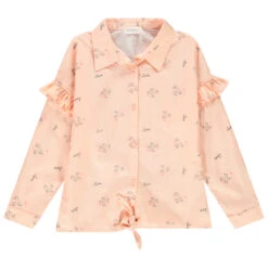 Chemise Manches Longues Rose Imprimée à Nouer Pour Enfant Fille