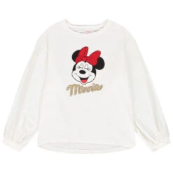 T-shirt Manches Longues Print Minnie Disney à Strass Pour Fille