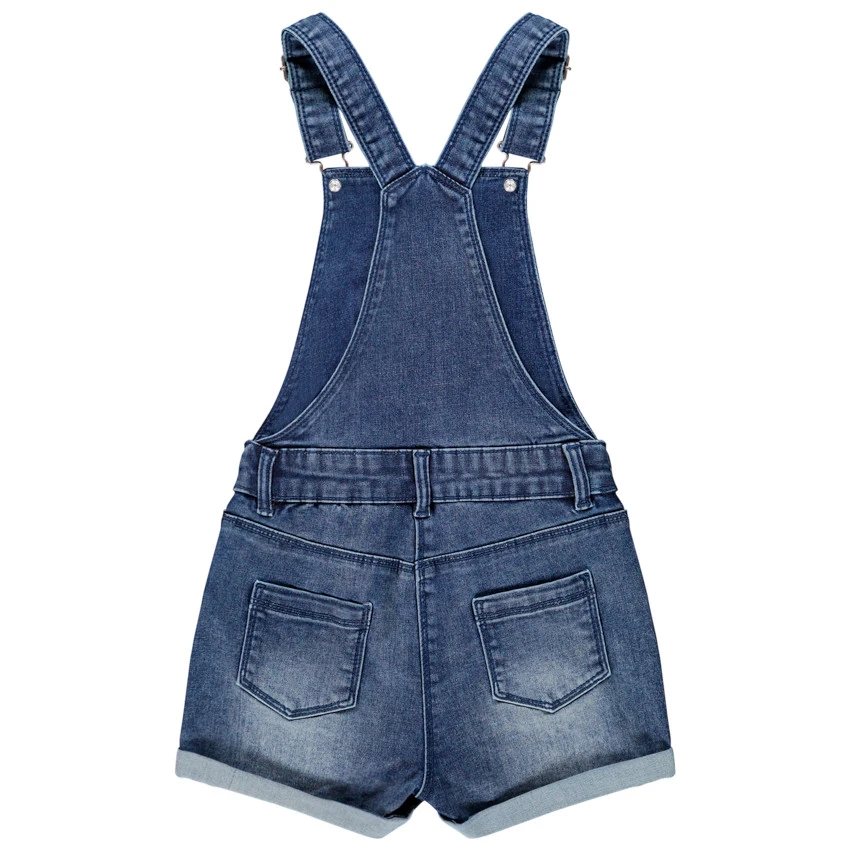 Salopette Courte En Jean à Badges Brodés Pour Enfant Fille 2 Salopette Courte En Jean à Badges Brodés Pour Enfant Fille – Image 2