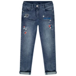 Jean Skinny à Badges Et Broderies Pour Enfant Fille