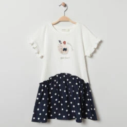 Robe En Maille Manches Courtes Effet 2-en-1 Pour Fille