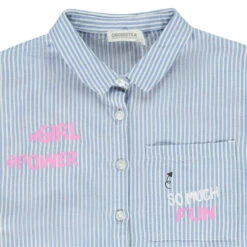 Chemise Manches Courtes à Rayures Détails Printés Pour Fille -Orchestra HFIPBN BLA 3 X