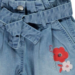 Jean Taille Haute Avec Ceinture Et Fleurs Brodées Pour Fille 8 Jean Taille Haute Avec Ceinture Et Fleurs Brodées Pour Fille -Orchestra HFIPBX BLC 3 X