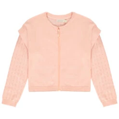 Gilet En Tricot à Manches Ajourées Pour Fille