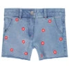 Short En Jean Délavé à Fleurs Brodées Pour Enfant Fille
