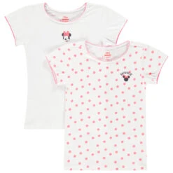 Lot De 2 Maillots De Corps Manches Courtes Minnie Disney Pour Fille