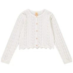 Gilet En Tricot Ajouré Avec Jeu De Mailles Torsadées Pour Fille