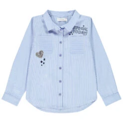 Chemise Manches Longues à Rayures Et Patches Pour Fille