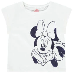 T-shirt Forme Boîte Manches Courtes Print Minnie Disney Pour Fille