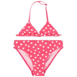 Maillot De Bain 2 Pièces Rose à Pois Pour Fille