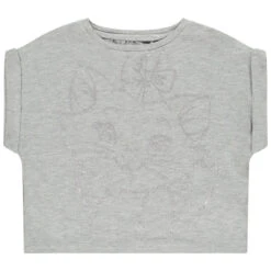 T-shirt Forme Boîte à Manches Courtes Print Marie Aristochats Disney Pour Fille