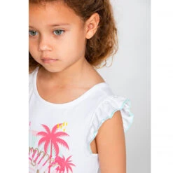 Robe De Plage Manches Courtes Volantées Pour Fille -Orchestra HFIPKN BLA 5 X