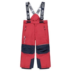 Pantalon De Ski Imperméable Rouge Avec Bretelles Amovibles