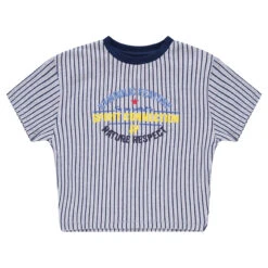 Tee-shirt Manches Courtes à Rayures Verticales Avec Inscriptions Printées