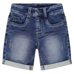 Bermuda En Jeans Effet Used Et Crinkle à Poches