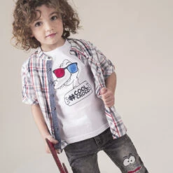 Chemise à Carreaux Et Poche Col Mao -Orchestra HGAL1V BLA 11 X