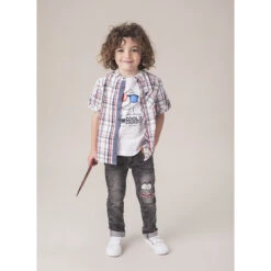 Chemise à Carreaux Et Poche Col Mao -Orchestra HGAL1V BLA 12 X