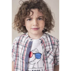 Chemise à Carreaux Et Poche Col Mao -Orchestra HGAL1V BLA 13 X