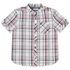 Chemise à Carreaux Et Poche Col Mao