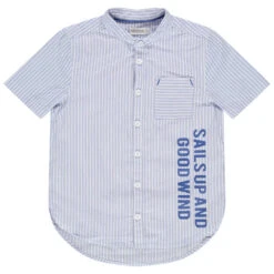 Chemise Manches Courtes à Fines Rayures Et Col Mao