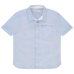 Chemise Manches Courtes Bleue à Poche