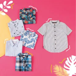 Chemise Manches Courtes à Rayures Et Palmiers -Orchestra HGAL2H BLC 10 X