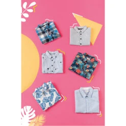 Chemise Manches Courtes à Rayures Et Palmiers -Orchestra HGAL2H BLC 11 X