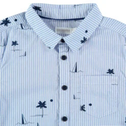 Chemise Manches Courtes à Rayures Et Palmiers -Orchestra HGAL2H BLC 3 X