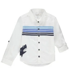 Chemise Manches Longues En Coton à Rayures Et Requin Printé