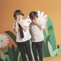 Chemise Manches Longues à Rayures Verticales Et Col Mao -Orchestra HGAL36 BLA 16 X