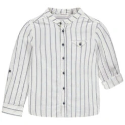 Chemise Manches Longues à Rayures Verticales Et Col Mao